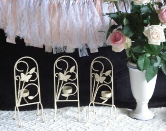 Bâtonnets de 3 papillon bâton bougeoir, bougie, bougies, pièce centrale, support décoratif, décoration de Table, Vintage mariages, festivités