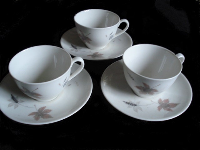 Lot de 3 Tasses et Soucoupes, Royal Doulton, Brown Floral, Anglais Service à Thé en Porcelaine, La V