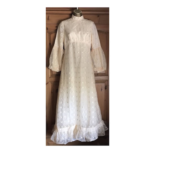 Vintage Champagne Wedding Gown 70s Style Prom Dress Evening Etsy