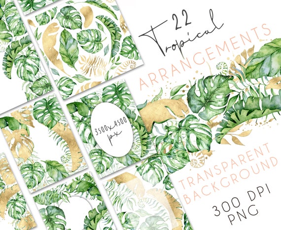 Download Free Watercolor Tropical Clipart Tropical Arrangements Clip Art Etsy SVG Cut Files