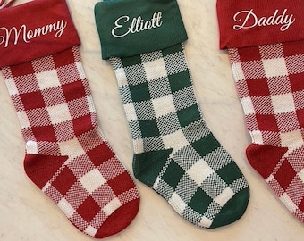 Personalized Plaid Christmas Stockings, Personalized Christmas Stockings, Plaid Christmas Stockings, Vintage Stockings, Christmas Stocking,