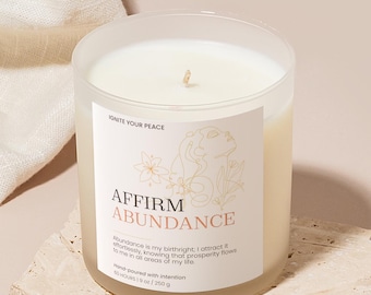 Affirm Abundance Soy Candle | Honeyed Vanilla Amber Jasmine Musk, Hand Poured Self Care