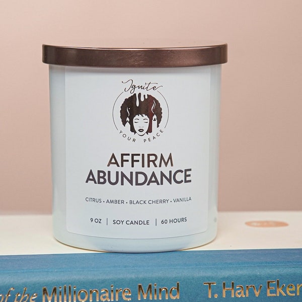 Abundance Exotic Scented Candle Black Owned Prosperity Gift Idea For Housewarming Manifestation Tool Quote Candle Inspirational Gift Idea