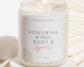 Honoring Mind, Body, and Spirit  – Postpartum Healing Soy Candle, Meditation Candle, Women's Wellness Gift, New Mom Self Care