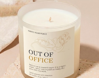Out of Office Candle, Corporate Era Gift, Work Life Balance Gift, Self Care Candle, Burnout Recovery Gift, Soy Candle, Coworker Gift for Her