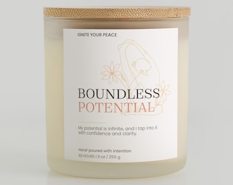 Boundless Potential Candle | Scented Vegan Soy Wax, Manifestation & Self-Discovery Gift, Inspiration, Mindset, Empowerment, Intention Candle