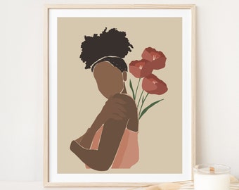 Self Love Printable Art Abstract African Woman Print Feminine Energy Wall Art Digital Download Gift for Best Friend