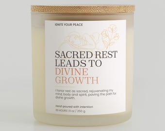 Sacred Rest Soy Candle: Affirmation Candle for Self-Care
