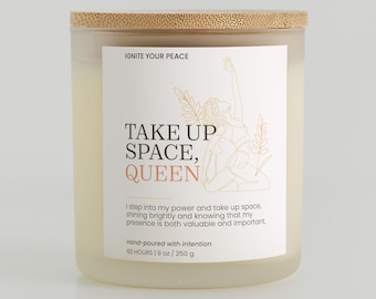Take Up Space, Queen Candle | Boss Energy Candle for Work Stress Relief, Confidence & Empowerment | Desk Affirmation Gift for Her