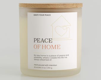 Peace of Home Soy Candle | Housewarming Gift for Abundance, Affirmation & New Beginnings | Hand Poured Luxury Vegan Candle for Homeowners