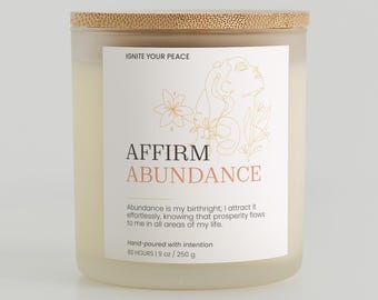 Abundance Intention Candle:  Non-Toxic Scented Soy Candle for Self-Care