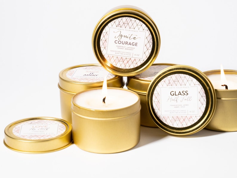 4oz Gold Tin Soy Candle Corporate Gifts For Clients