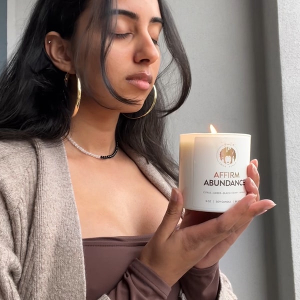 Abundance Candle Intention Setting Candle Law of Attraction Candle Manifestation Candle Quote Candle Inspirational Gift Idea for Her