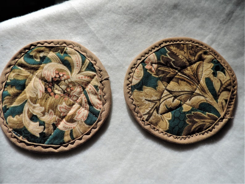 Two Fabric Drink Coasters 4.5 inches across