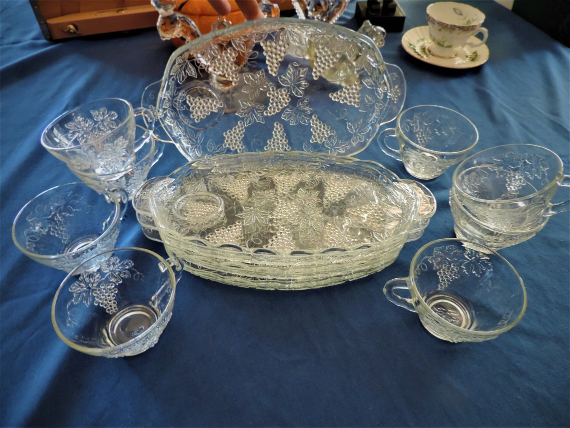 Cut glass snack set Etsy