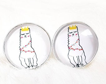 Llama 925Silver Studs - Alpaca Lover Jewellery - Peruvian Animal Earrings, Best Friend Birthday Gift - Mother's Day Gift - Tiny Animal Studs