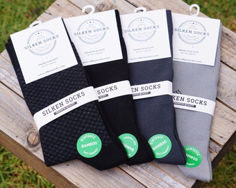 Calcetines de bambú de 4 pares para hombre - Soft Touch, perfumado, sin costuras, fibra de bambú orgánica antibacteriana