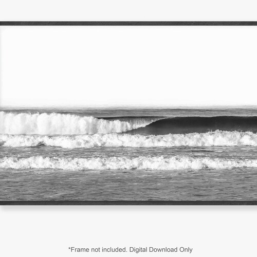 Sea Print Ocean Wall Art Black and White Calm Sea Etsy