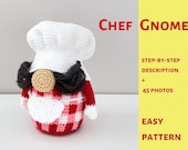 Chef Gnome pattern, crochet birthday gift for mom, amigurumi tomte nisse, kitchen decor