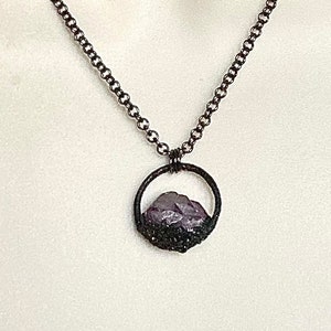 Amethyst necklace, electroformed amethyst necklace, crystal necklace