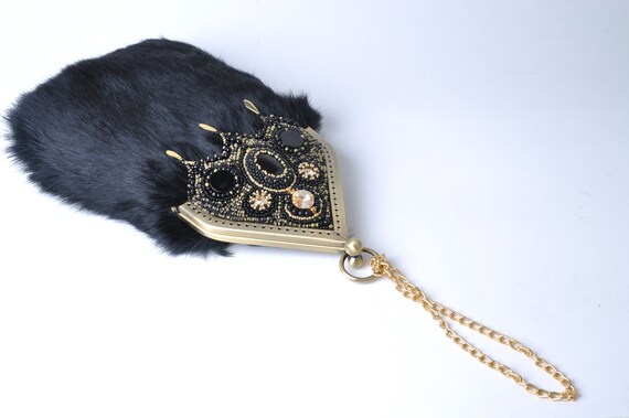 black fur purse