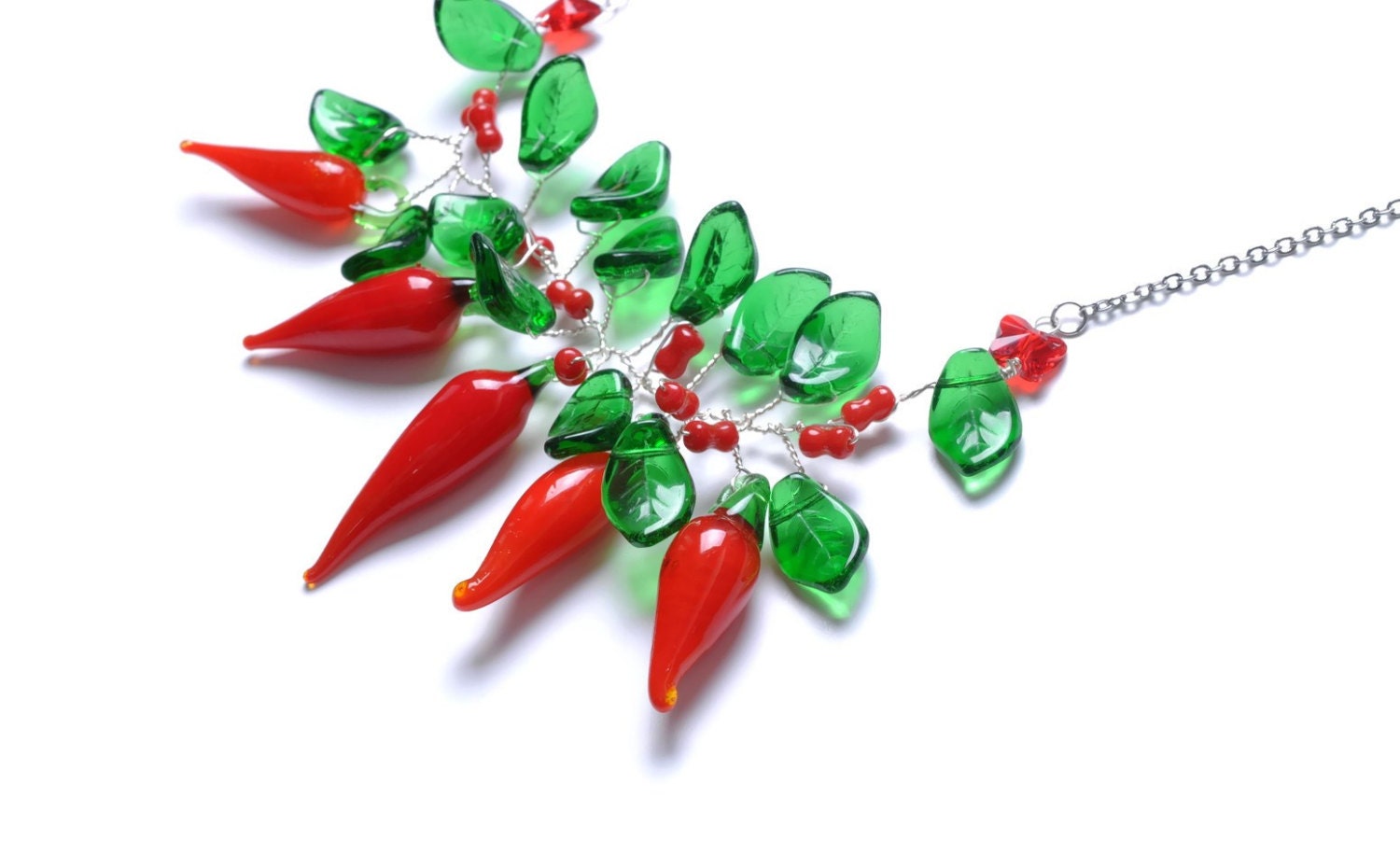 Red chilli Pepper jewelry hot peppers necklace set gift for Etsy