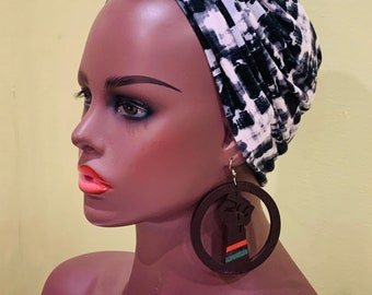 African Fist Wooden Dangle Earrings: Boho Black Lives Jewelry