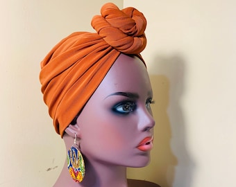 Pre-tied Turban, Women Pre-tied Headwraps, Pre-tied Stretch Headwrap, Chemo Cap, Alopecia Cap, Ready-to wear Boho Headwrap, Knotted Turban