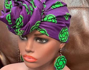 African Fabric Headwrap, African Head Wrap, Fabric Dangle Earrings, Ankara Fabric Earrings, African Jewelry, Ankara Earring, African Fashion