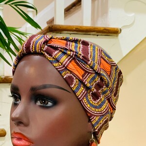 Pre-tied Turban Headband, Pre-tied Headwraps, Pre-tied stretchy Headwrap, Ready-to wear Boho Headwrap, Turban Headband with bow