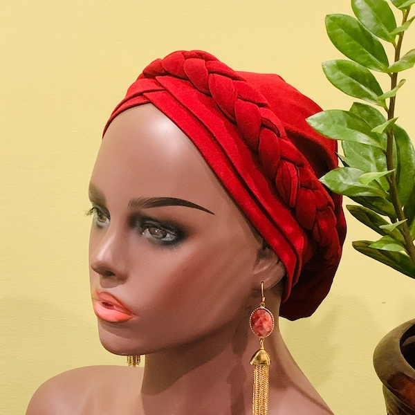 Pre-tied Turban, Braid Turban Cap for Women, Twisted Hair Cover, African Pre Tied Wrap, Cancer Braid Turban Hat, Beanies Headwear, Moms gift