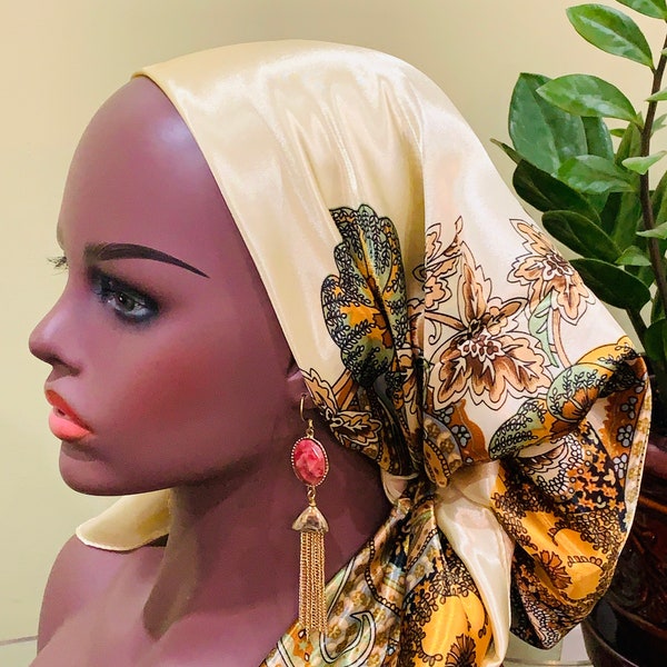 Satin Head Scarves for Women, Silky Feeling Head Scarves, Satin Hair Bandanas, Satin Protective Hair Covers for Chemo & Alopecia Patients