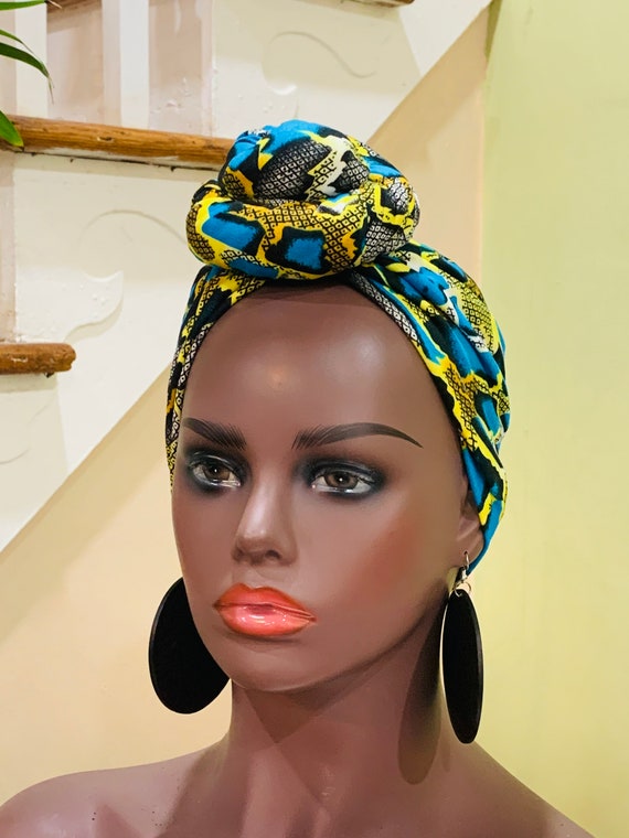 Pre-tied Turban, Women Pre-tied Headwraps, Pre-tied Stretch Headwrap, Chemo Cap, Alopecia Cap, Ready-to wear Black Headwrap, Turban with bun