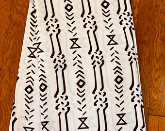 African Print Fabric: Black & White Ankara Cotton, Head Wrap Sewing Fabric