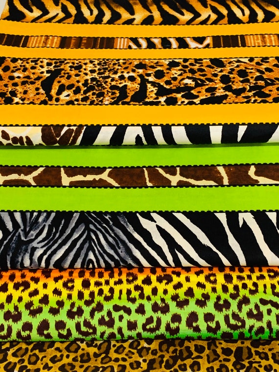 4 Animal prints Fat Quarter Bundle, Mask animal print fabric, Ankara fabric, Cotton print , 100% Cotton Fabric, Quilting Fat Quarters