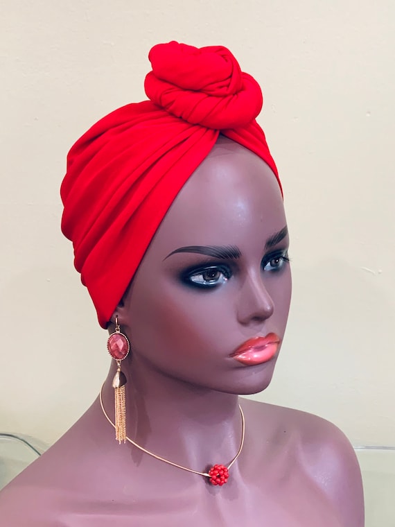 Pre-tied Turban, Women Pre-tied Headwraps, Pre-tied Stretch Headwrap, Chemo Cap, Alopecia Cap, Ready-to wear Boho Headwrap, Knotted Turban
