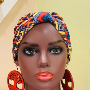Pre-tied Turban Headband, Pre-tied Headwraps, Pre-tied Ankara Headwrap, Ready-to wear Boho Headwrap, Turban Headband with bow