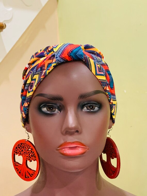 Pre-tied Turban Headband, Pre-tied Headwraps, Pre-tied Ankara Headwrap, Ready-to wear Boho Headwrap, Turban Headband with bow