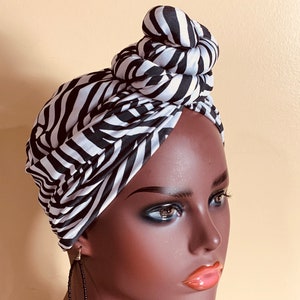 Pre-tied Turban, Women Pre-tied Headwraps, Pre-tied Stretch Headwrap, Chemo Cap, Alopecia Cap, Ready-to wear Boho Headwrap, Knotted Turban