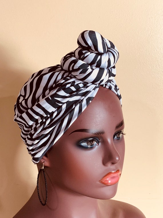 Pre-tied Turban, Women Pre-tied Headwraps, Pre-tied Stretch Headwrap, Chemo Cap, Alopecia Cap, Ready-to wear Boho Headwrap, Knotted Turban