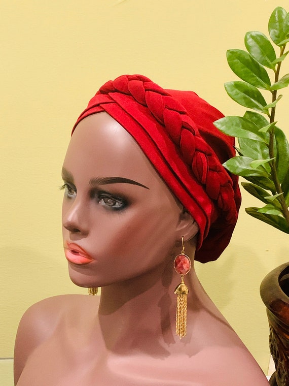 Pre-tied Turban, Braid Turban Cap for Women, Twisted Hair Cover, African Pre Tied Wrap, Cancer Braid Turban Hat, Beanies Headwear, Moms gift