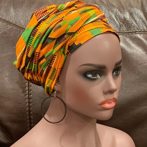 African Fabric Clutch & Wrap Set, African Head Wrap, button Earrings, Ankara Fabric Earrings, African fabric Clutch Purse, African Fashion