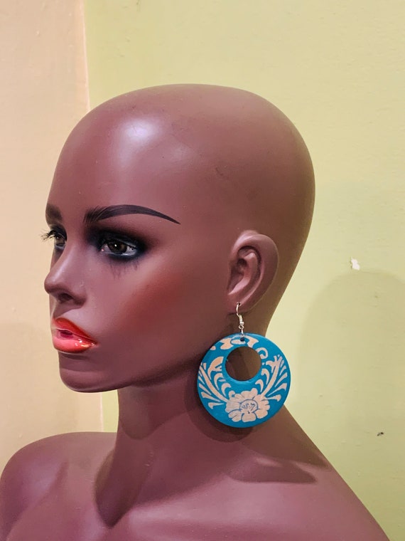 African wooden Earrings, Fabric Button earrings, Ankara Fabric Earrings, African Jewelry, Fabric Earrings, Button earrings, African Fashion