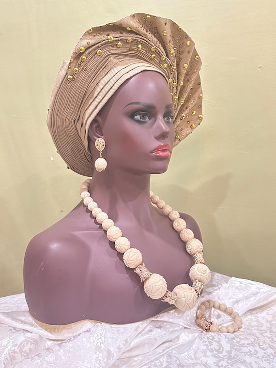Carved Coral Bead Necklace, Mother's Day Gift, Nigerian Wedding Bead, Traditional Wedding Necklace Set, African Wedding Beads Jewelry Set
