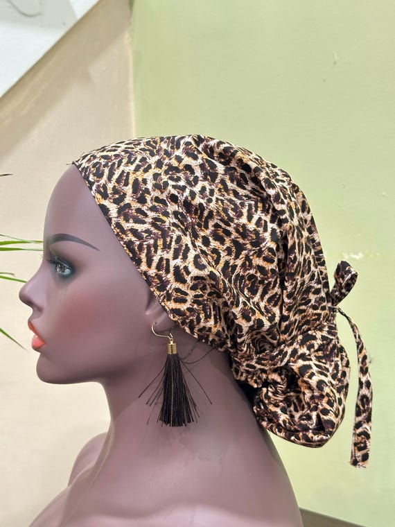 Satin Lined Scrub Hat, Ankara Scrub Hat, African Fabric Scrub Hat/Cap, Ankara Medical Scrub Cap, Nurse/Surgical Cap, Ponytail Scrub Hat