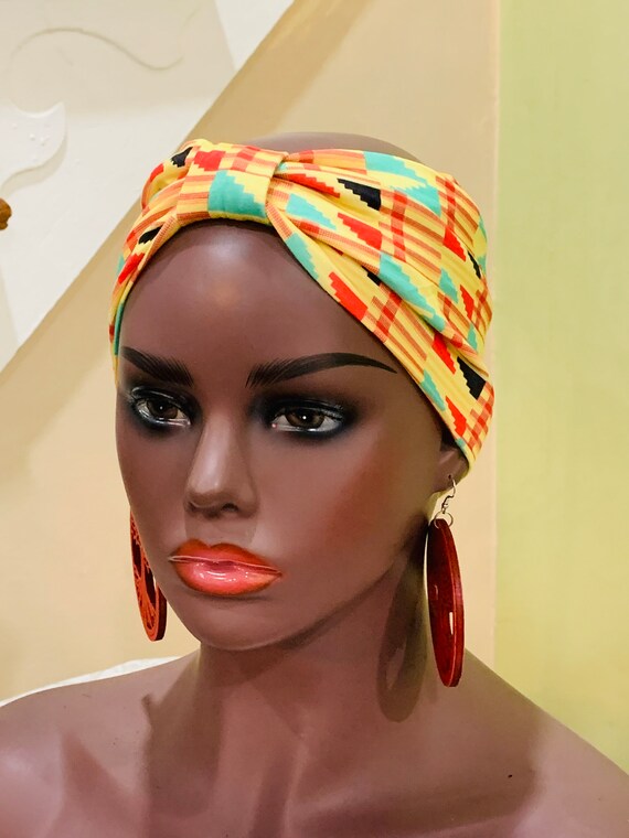 Pre-tied Stretchy Headband, Pre-tied Head wraps, Pre-tied Ankara Head wraps, Ready-to wear Boho Head wrap, Turban Headband