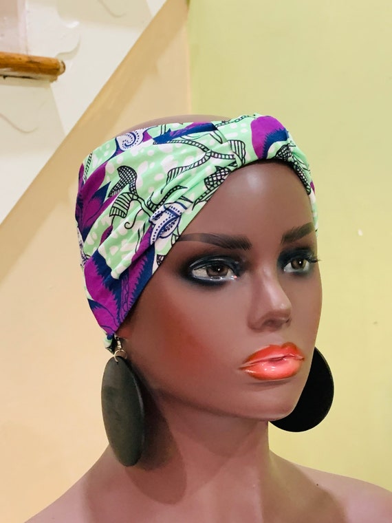 Pre-tied Turban Headband, Pre-tied Headwraps, Pre-tied Ankara Headwrap, Ready-to wear Boho Headwrap, Turban Headband with bow