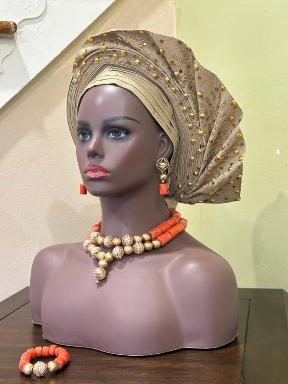 Natural Coral Bead Necklace, Mother's Day Gift, Nigerian Wedding Bead, Traditional Wedding Necklace Set, African Wedding Beads Jewelry Set