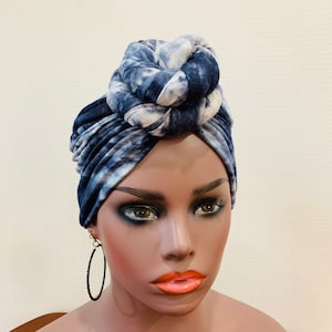 Pre-tied Turban, Women Pre-tied Headwraps, Pre-tied Stretch Headwrap, Chemo Cap, Alopecia Cap, Ready-to wear Boho Headwrap, Knotted Turban