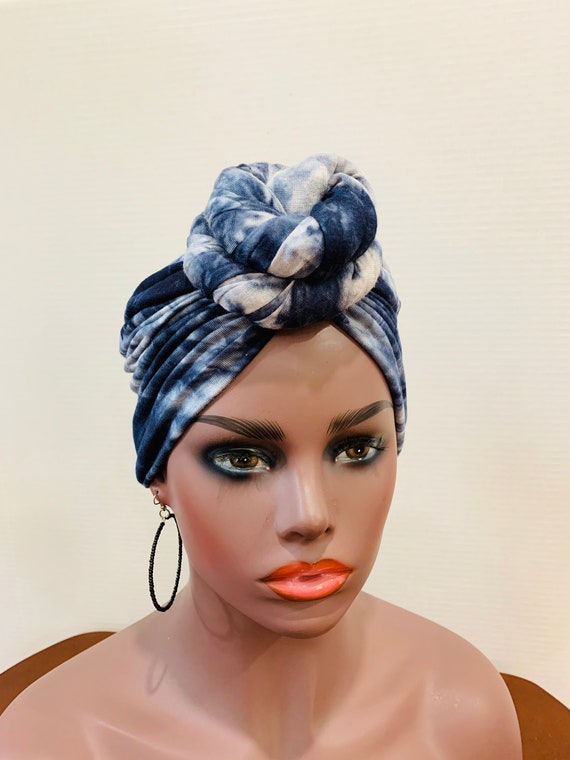 Pre-tied Turban, Women Pre-tied Headwraps, Pre-tied Stretch Headwrap, Chemo Cap, Alopecia Cap, Ready-to wear Boho Headwrap, Knotted Turban